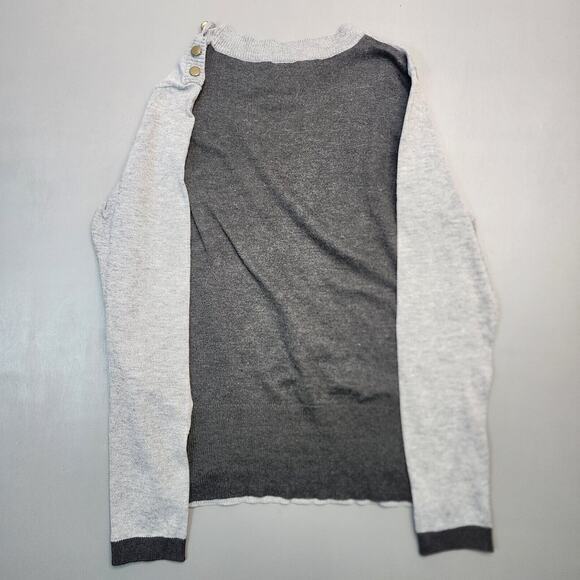 Poof Sweater Women's M Elbow Pads Two Tone Grey And Black Shoulder Buttons - Picture 7 of 8